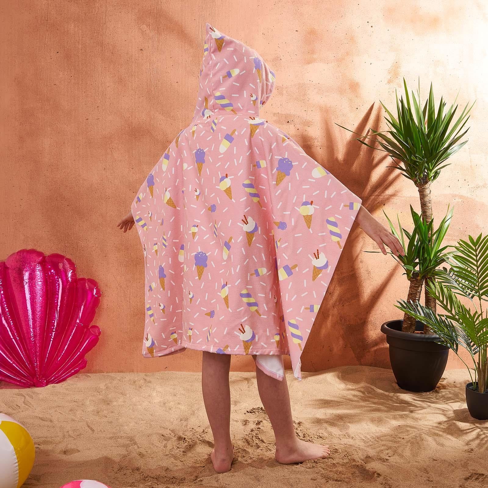 Kids Poncho Beach Towel Hooded Quick Dry Microfibre Holiday Swimming Absorbent