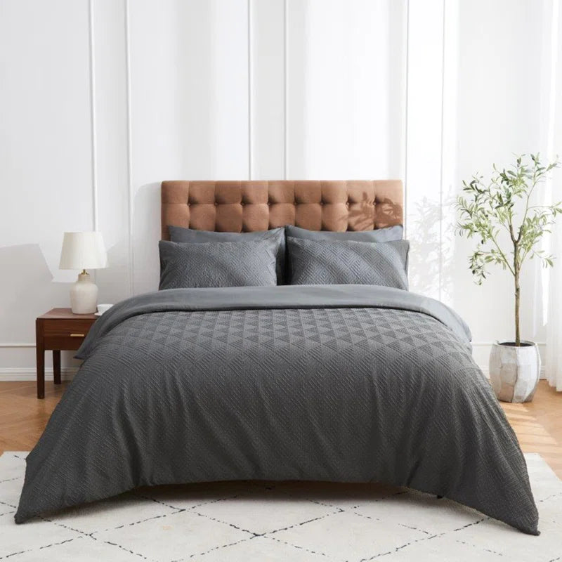 Polyester Geometric Duvet Cover with Pillowcases