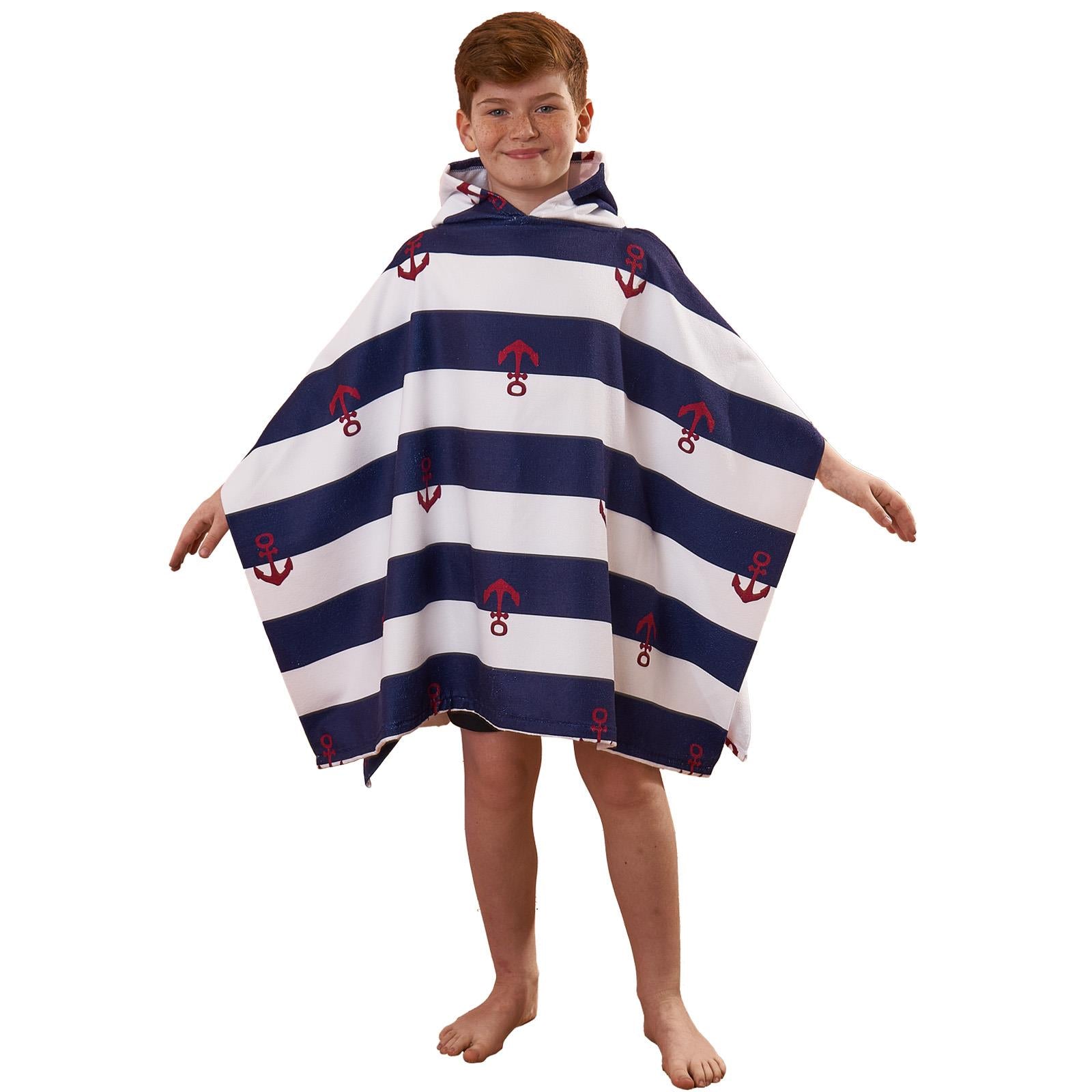 Kids Poncho Beach Towel Hooded Quick Dry Microfibre Holiday Swimming Absorbent