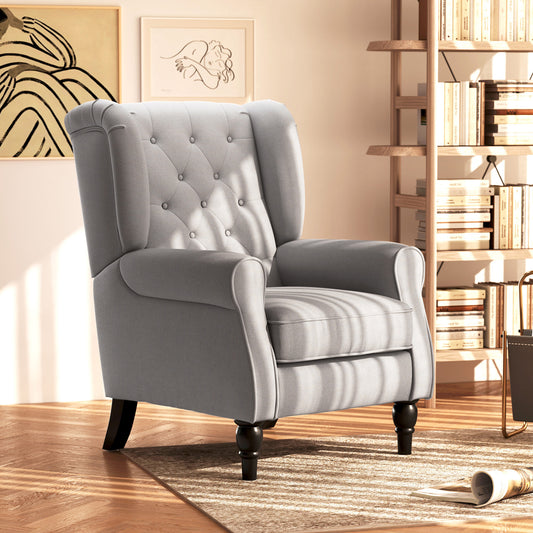 Retro Accent Chair Wingback Armchair with Wood Frame for Living Room