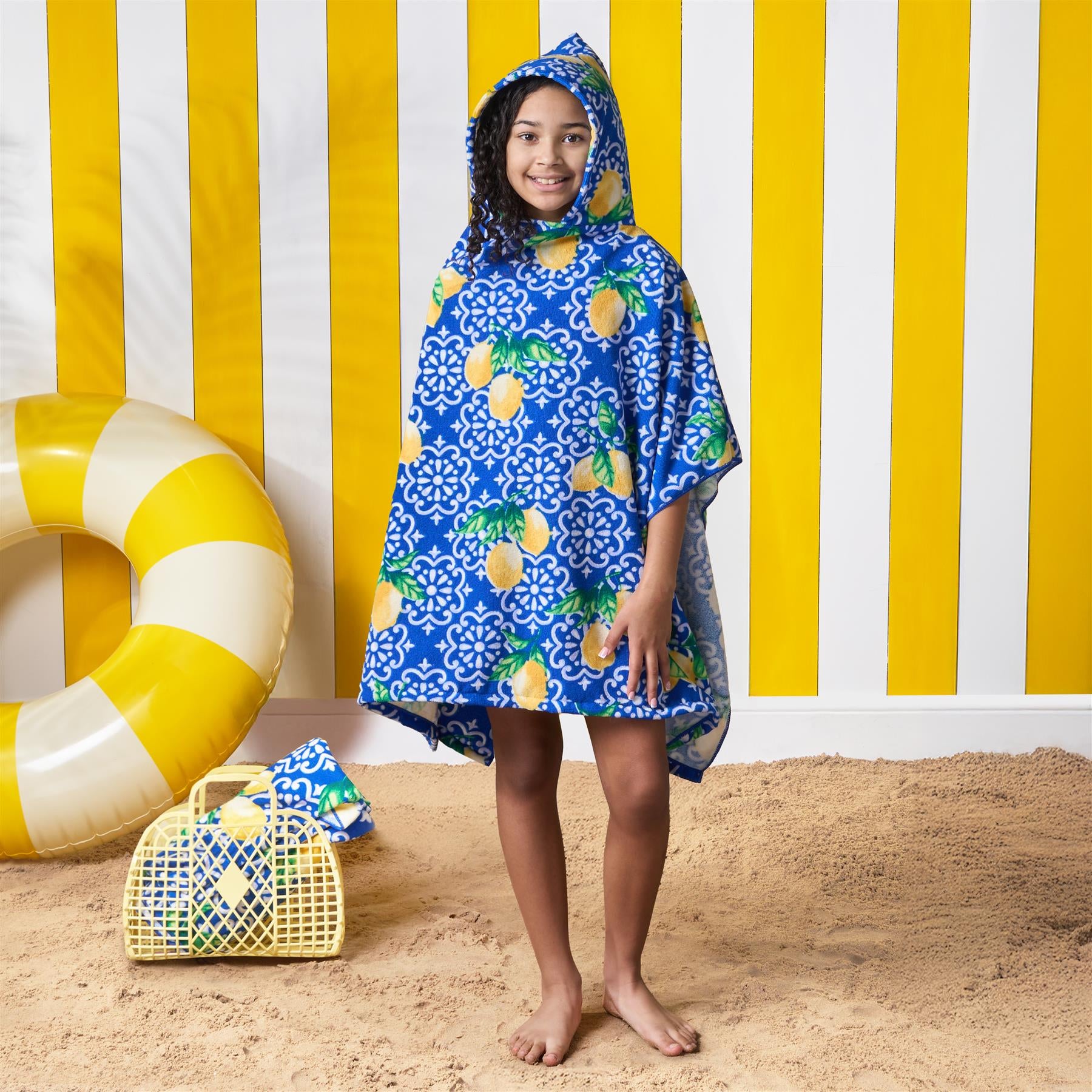 Kids Poncho Beach Towel Hooded Quick Dry Microfibre Holiday Swimming Absorbent