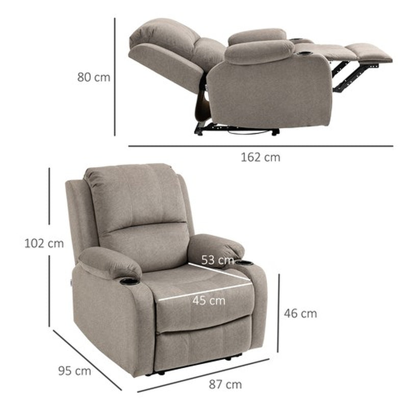 Recliner Chairs for Living Room, Microfibre Cloth Reclining Armchair, Brown