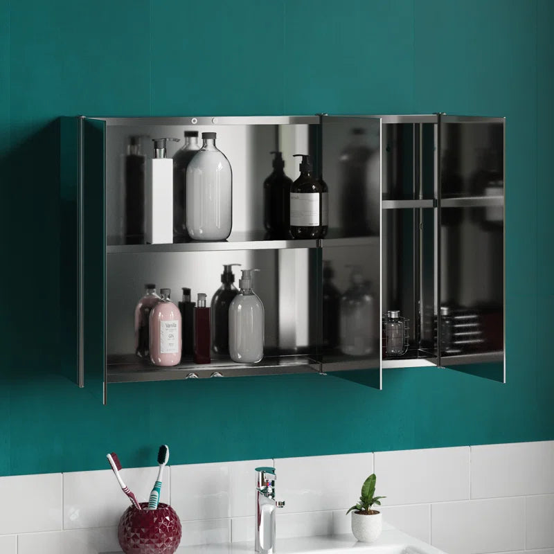 Carthage Bathroom Triple 680Mm X 450Mm Surface Mount Mirror Cabinet
