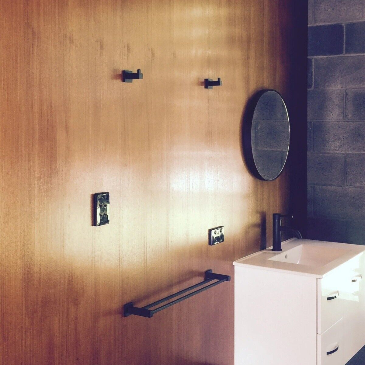 Single Square Robe Hook Matte Black