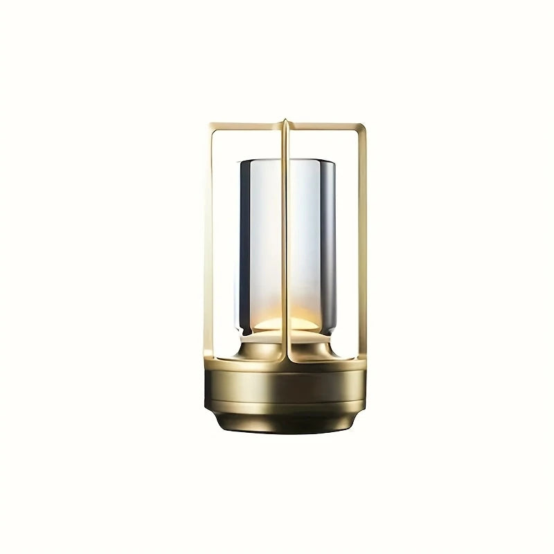 1pc Vintage Metal LED Table Lamp with Touch Control & USB Rechargeable