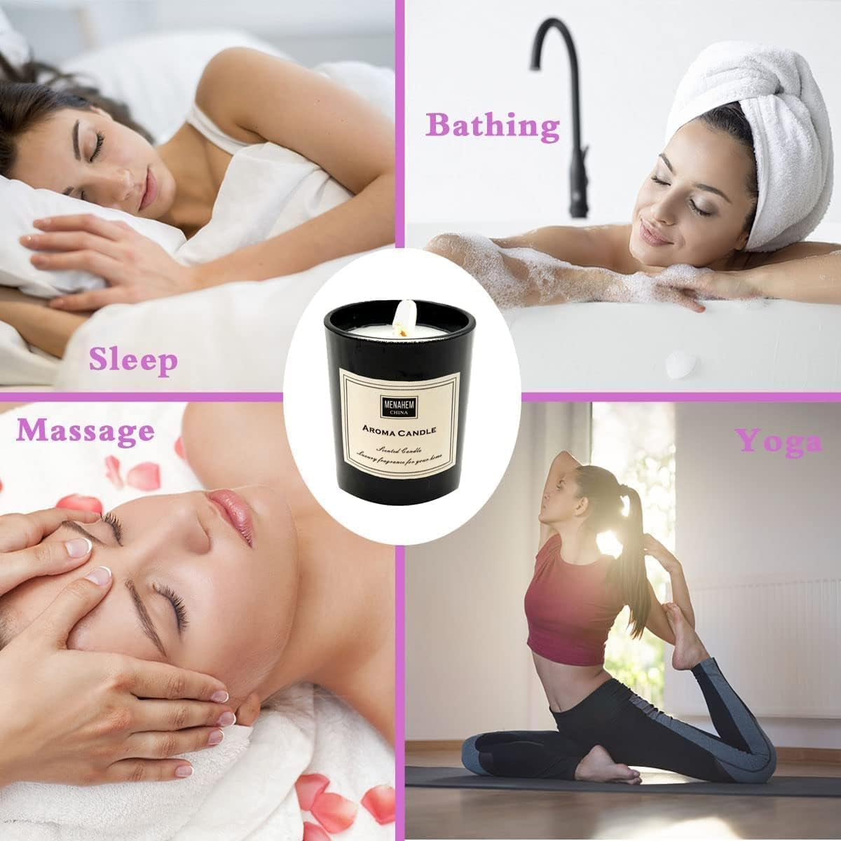 Aromatherapy Candles for Valentine,Essential Oil Aromatherapy Candle, Long Burning Soy Candle, Scented Candles with Gift Box for Sleep Massage Spa, Gift & Home Supplys