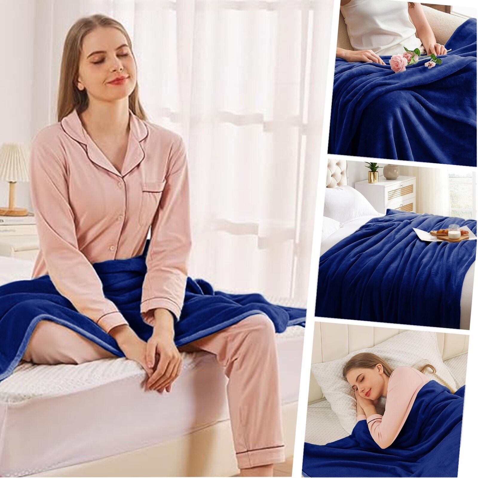 Large Fleece Blanket Throw Reversible Soft Warm Bed Sofa Blanket Double & King