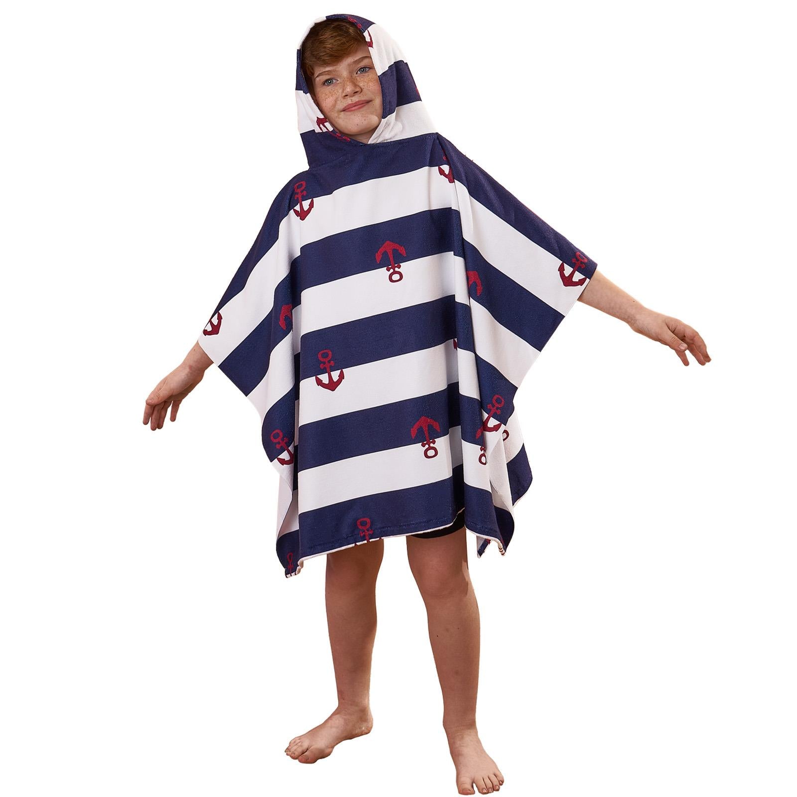 Kids Poncho Beach Towel Hooded Quick Dry Microfibre Holiday Swimming Absorbent