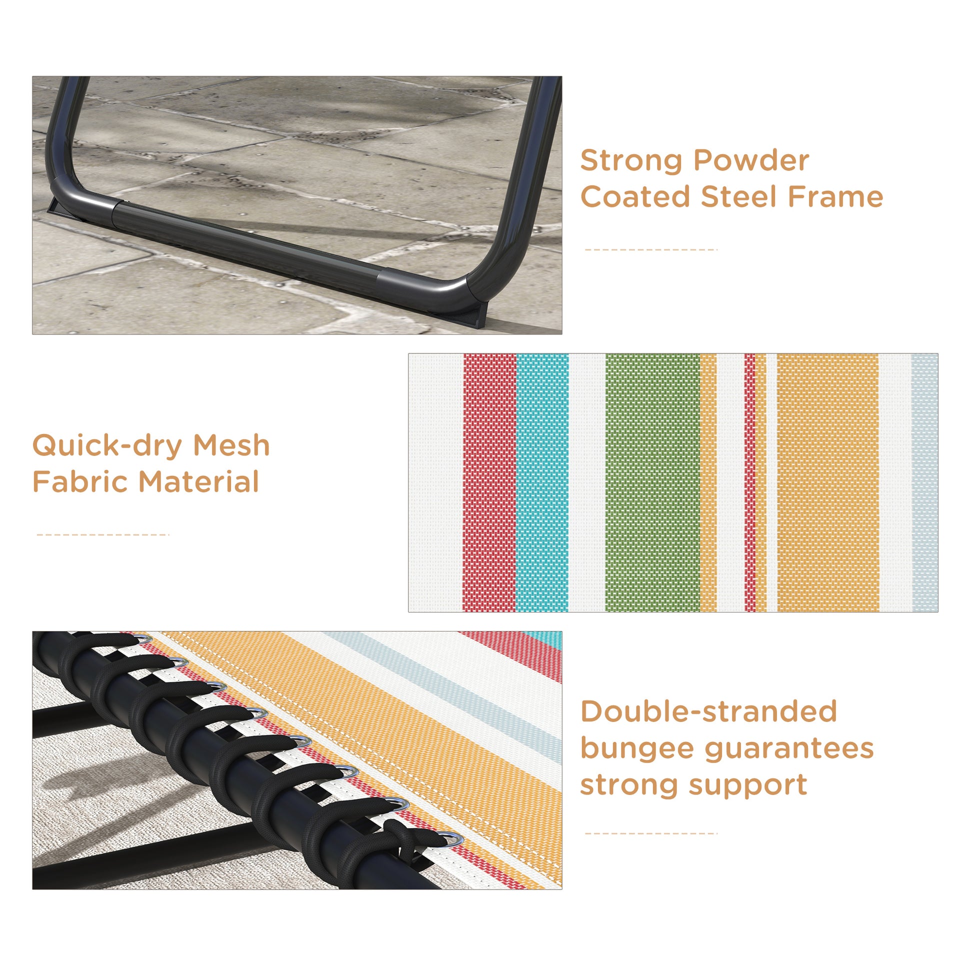 2 Pcs Beach Chaise Lounge 4 Adjustable Positions Sleeping Bed