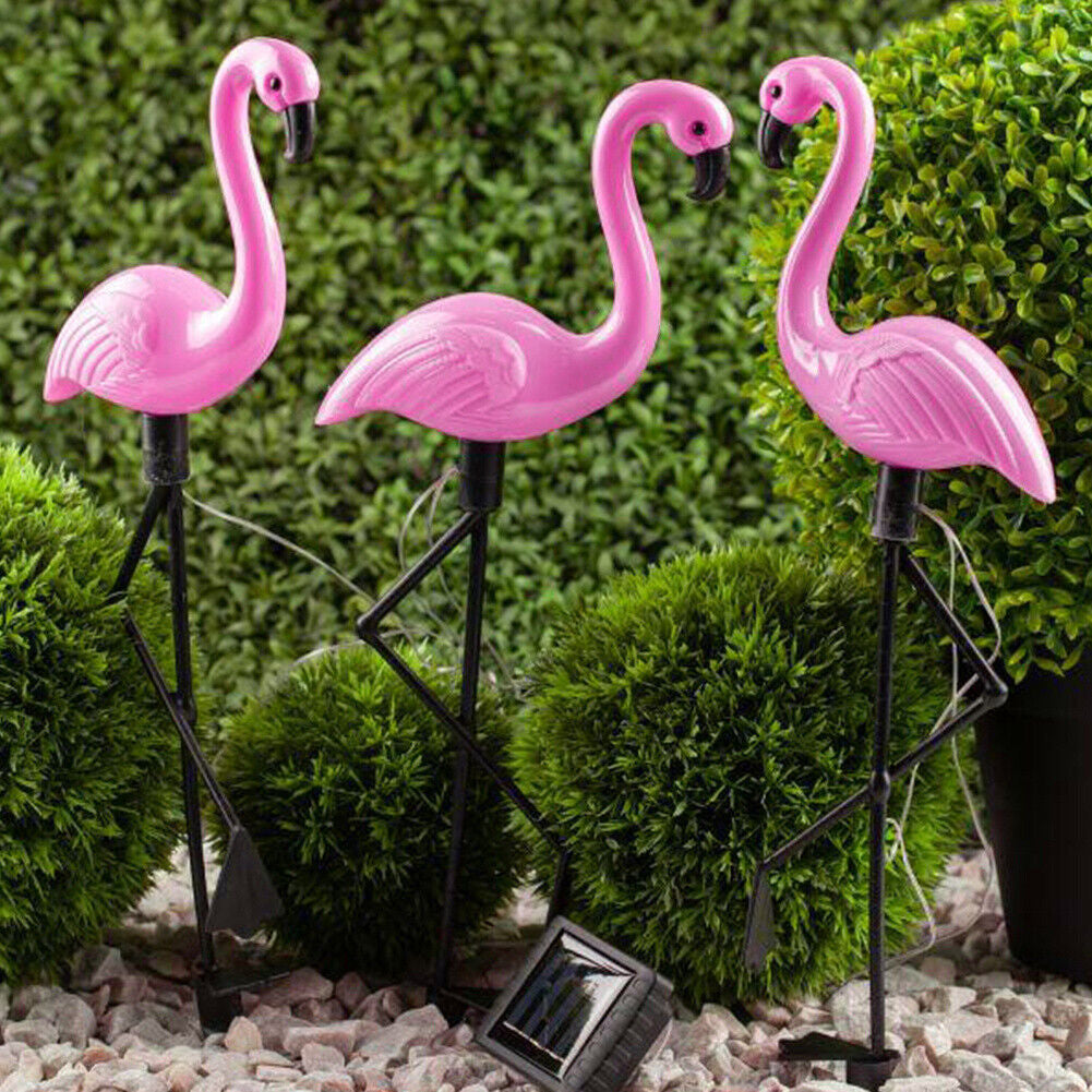 3Pcs LED Solar Flamingo Lights Outdoor Garden Lawn Lamp Stake Landscape Lighting