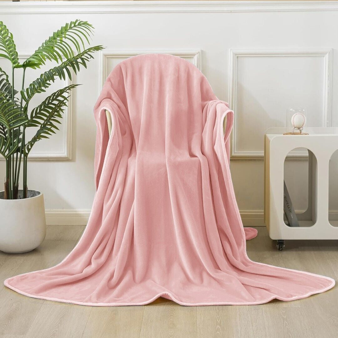 Large Fleece Blanket Throw Reversible Soft Warm Bed Sofa Blanket Double & King