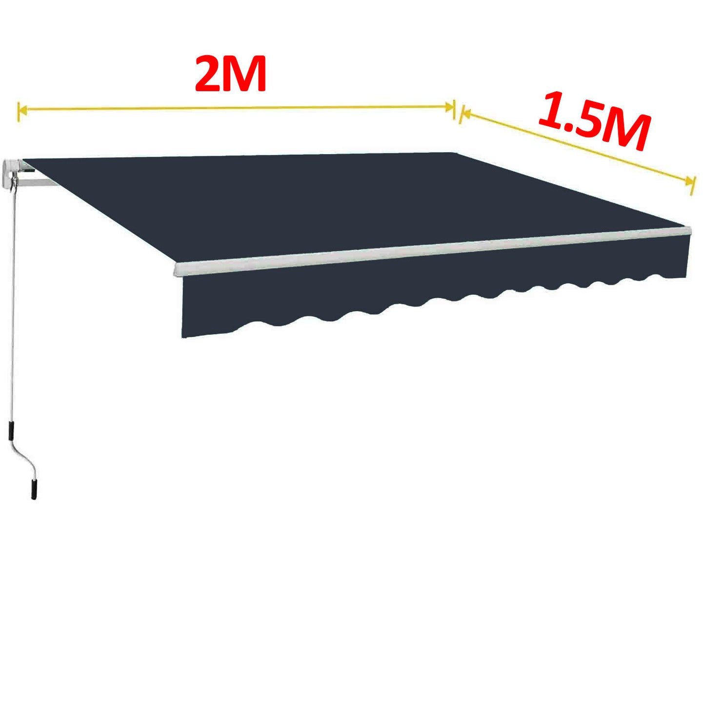 2X1.5M Retractable Awning Manual Outdoor Garden Canopy Patio Sun Shade Shelter