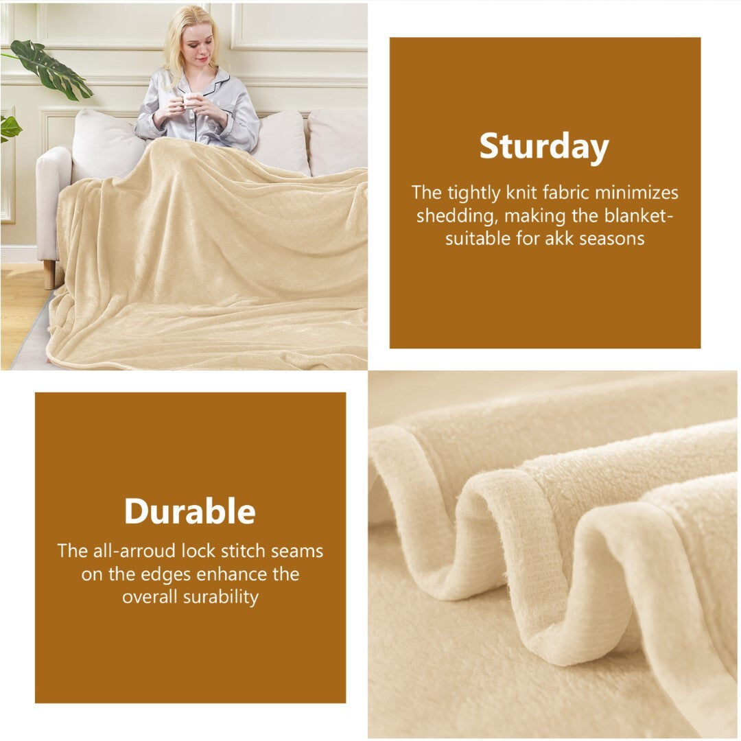 Large Fleece Blanket Throw Reversible Soft Warm Bed Sofa Blanket Double & King