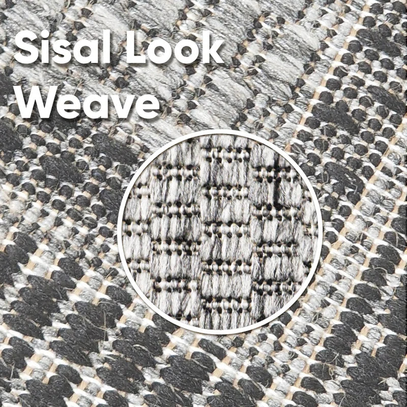 Non Slip Border Grey Rug Flat Weave Kitchen Living Room Carpet