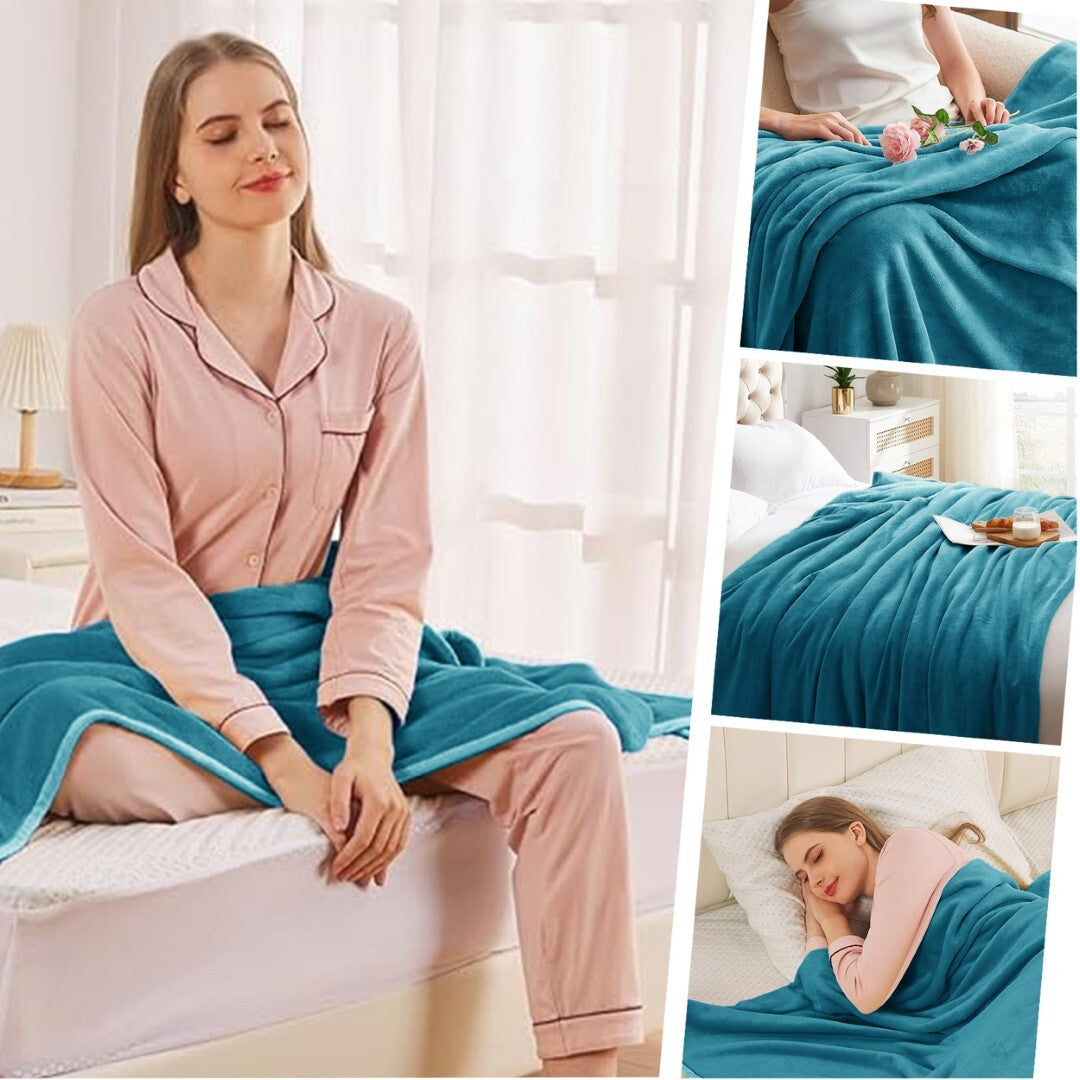 Large Fleece Blanket Throw Reversible Soft Warm Bed Sofa Blanket Double & King