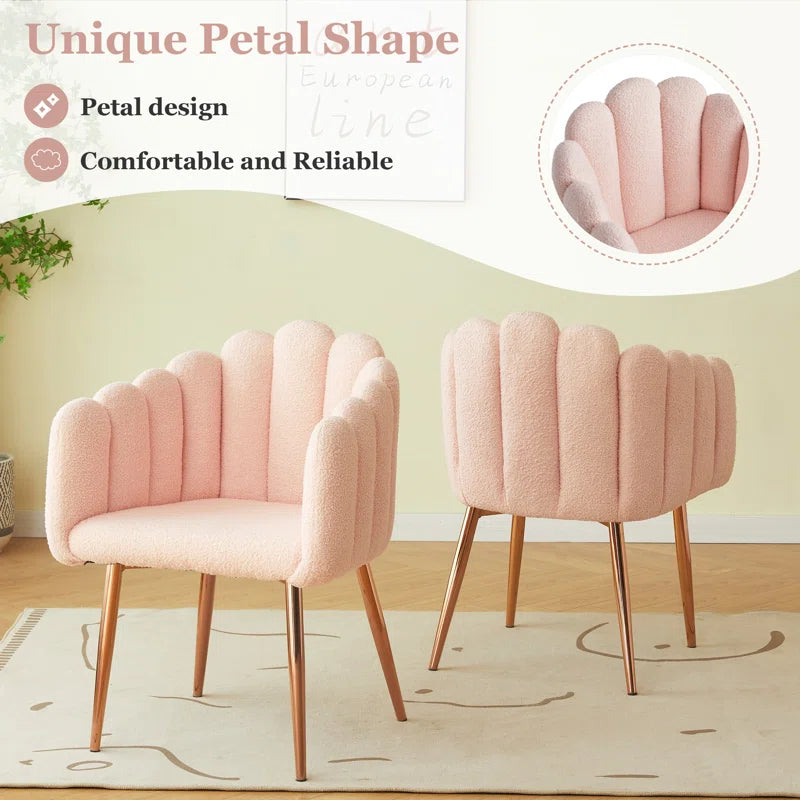 Pink Armchair Upholstered Furry Living Room and Dressing Chair