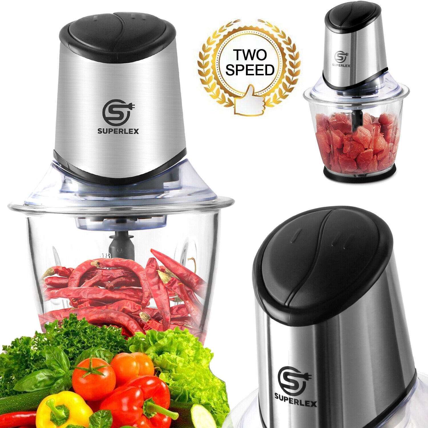 Mini Chopper Electric Blender& One Button Operation,Easy Clean with Nuts Grinder