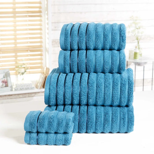 Asata 100% Cotton Ribbed Bath Towels - Set of 6