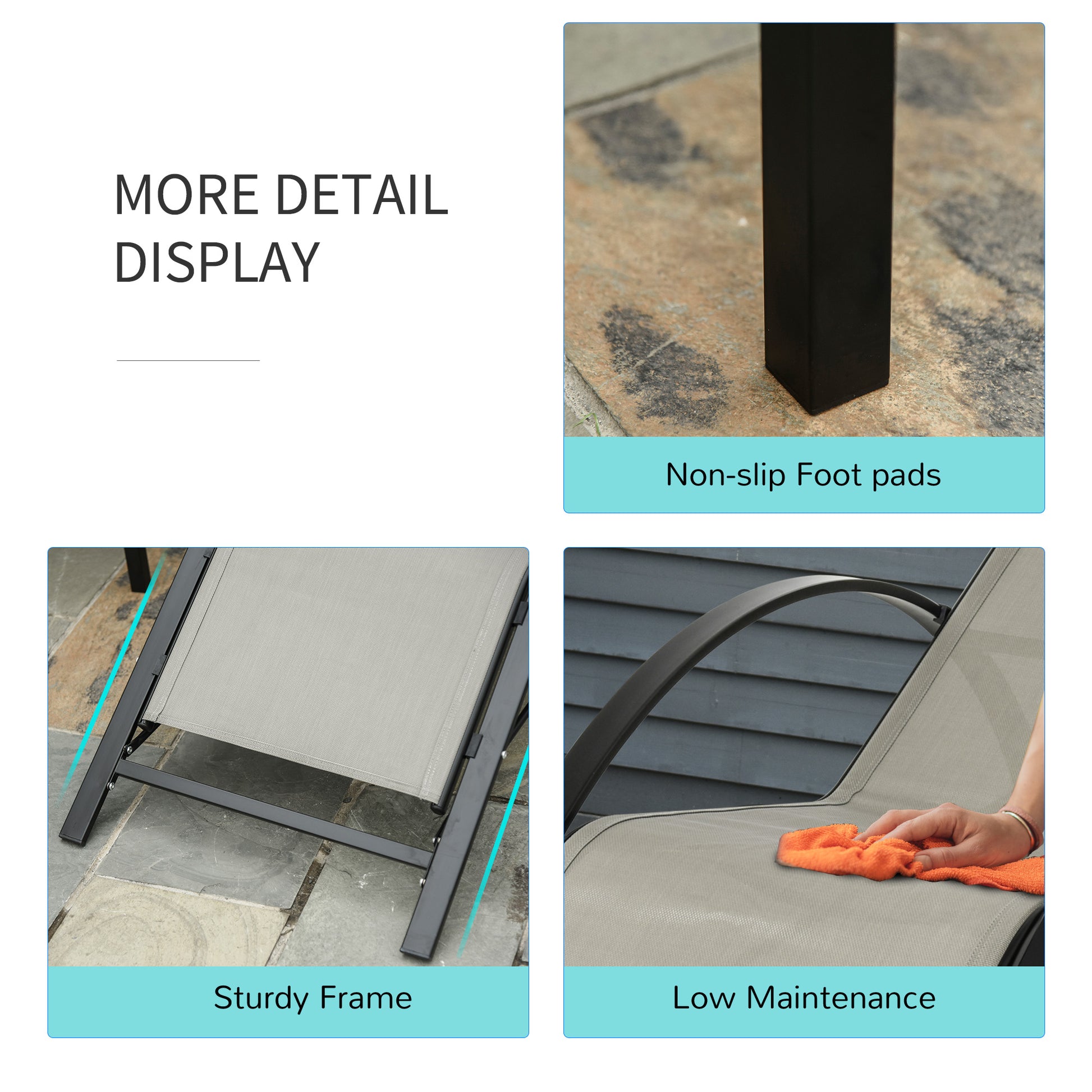 3 Pieces Lounge Chair Set Garden Recliner Chair with Coffee Table for Patio