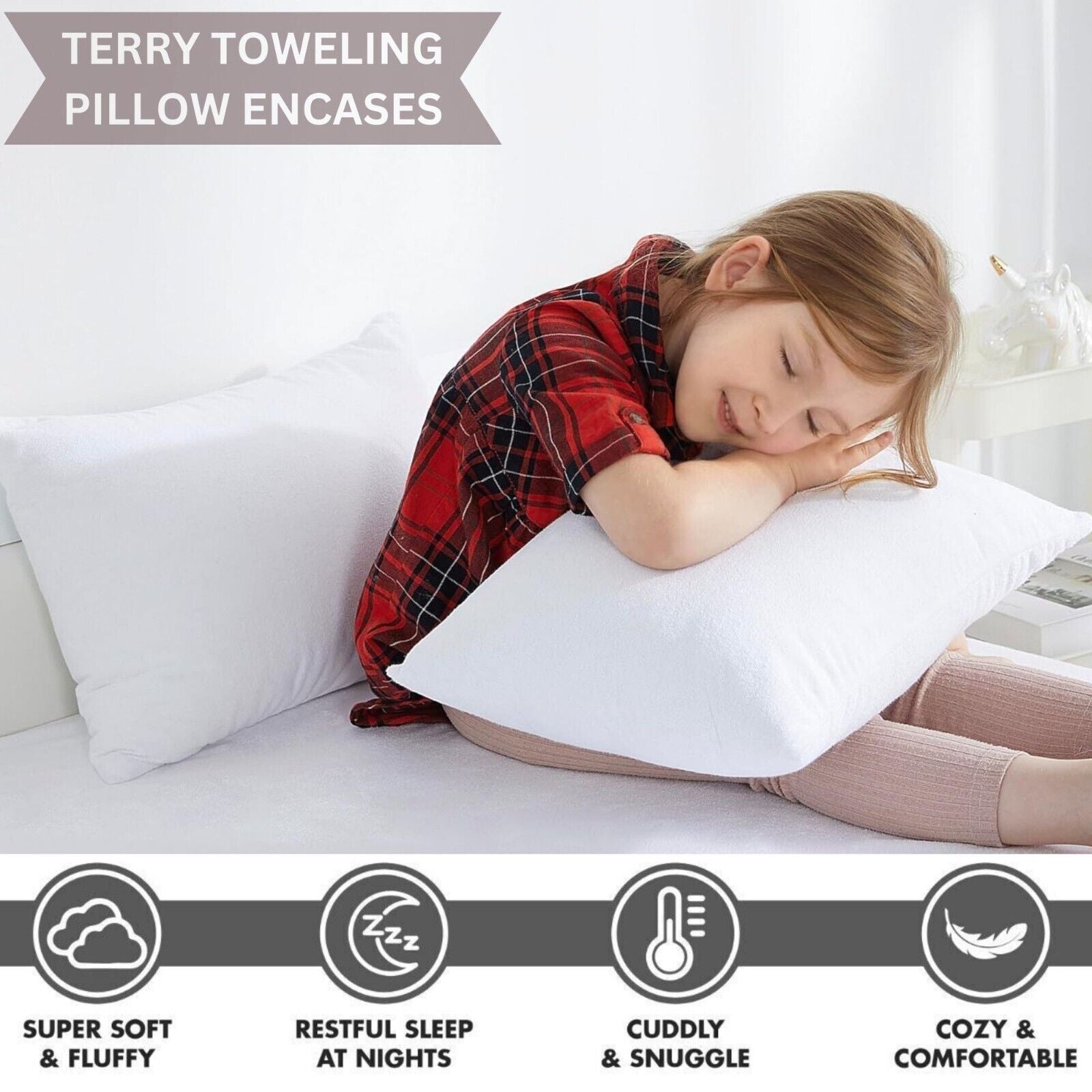 Pack of 4 Zipped WATERPROOF QUILTED Pillow Protectors Hypoallergenic Soft Covers