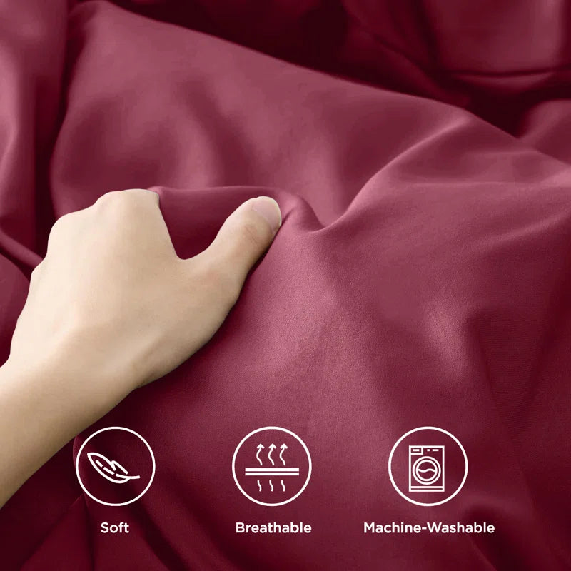 Odil Microfiber Solid Colour Duvet Cover Set with Pillowcases