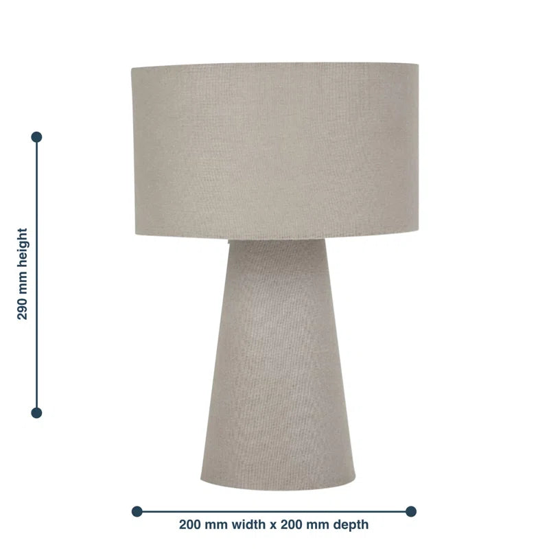 Set of 2 Cone - Grey Fabric Table Lamps or Bedside Lights.
