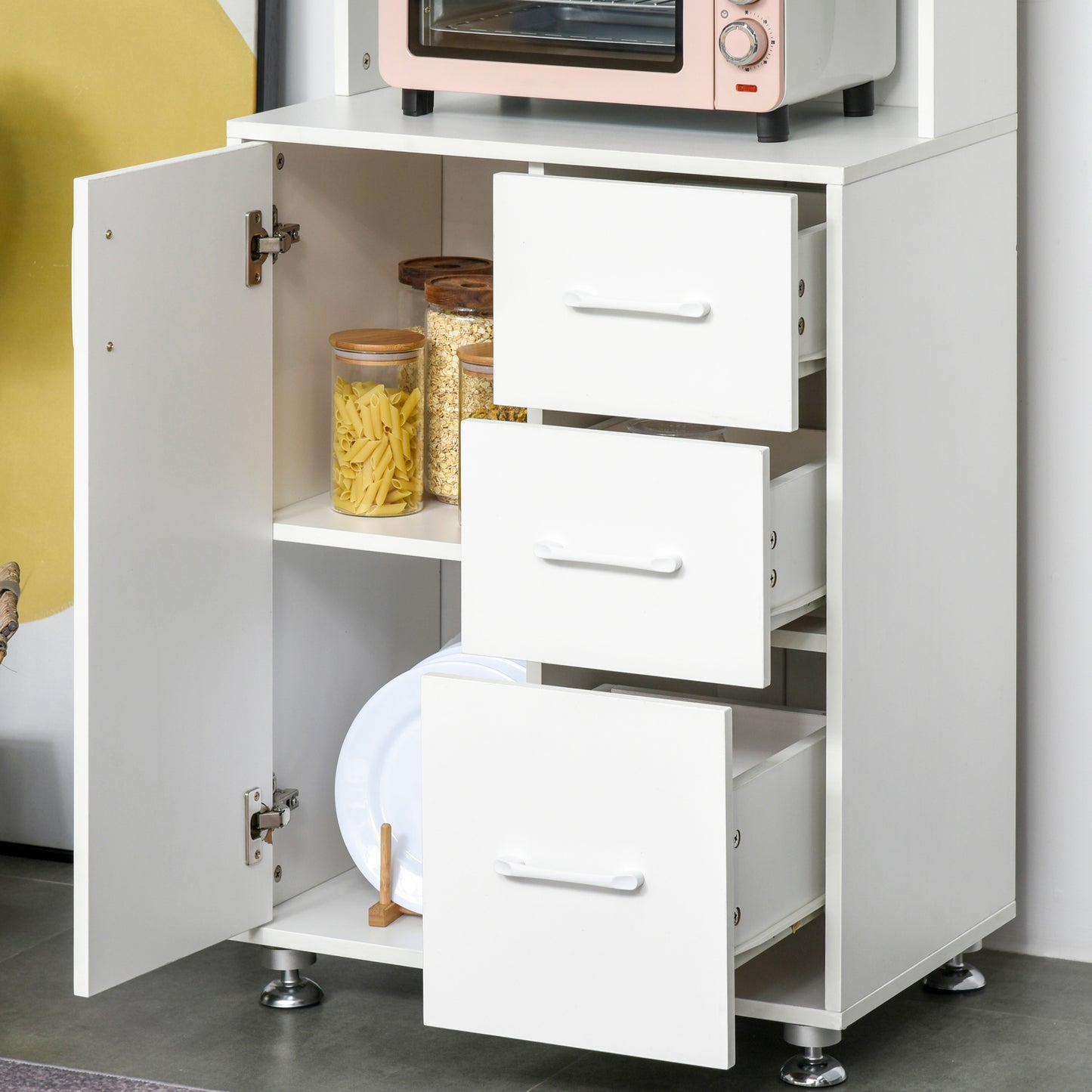 Modern Kitchen Cupboard with Storage Cabinets, 3 Drawers for Living Room