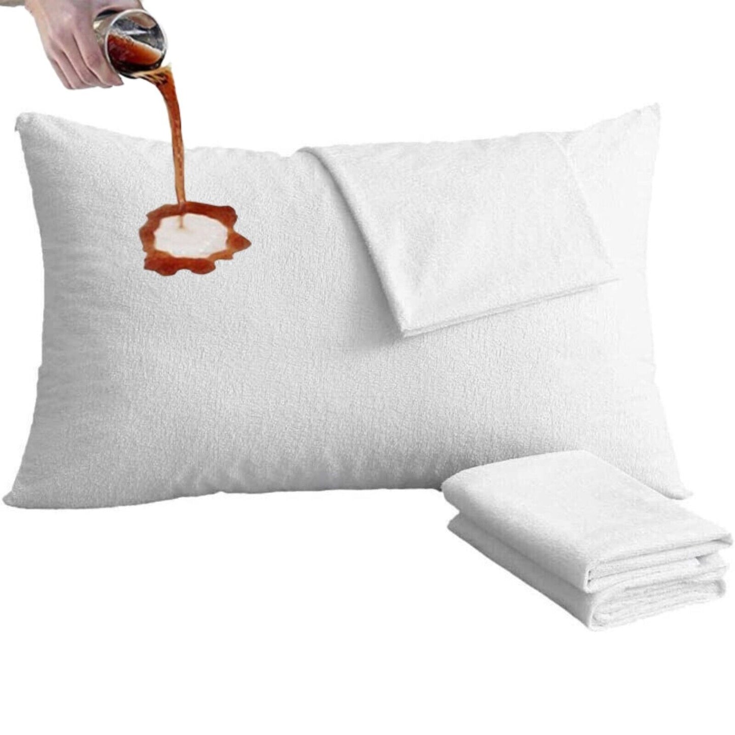 Pack of 4 Zipped WATERPROOF QUILTED Pillow Protectors Hypoallergenic Soft Covers