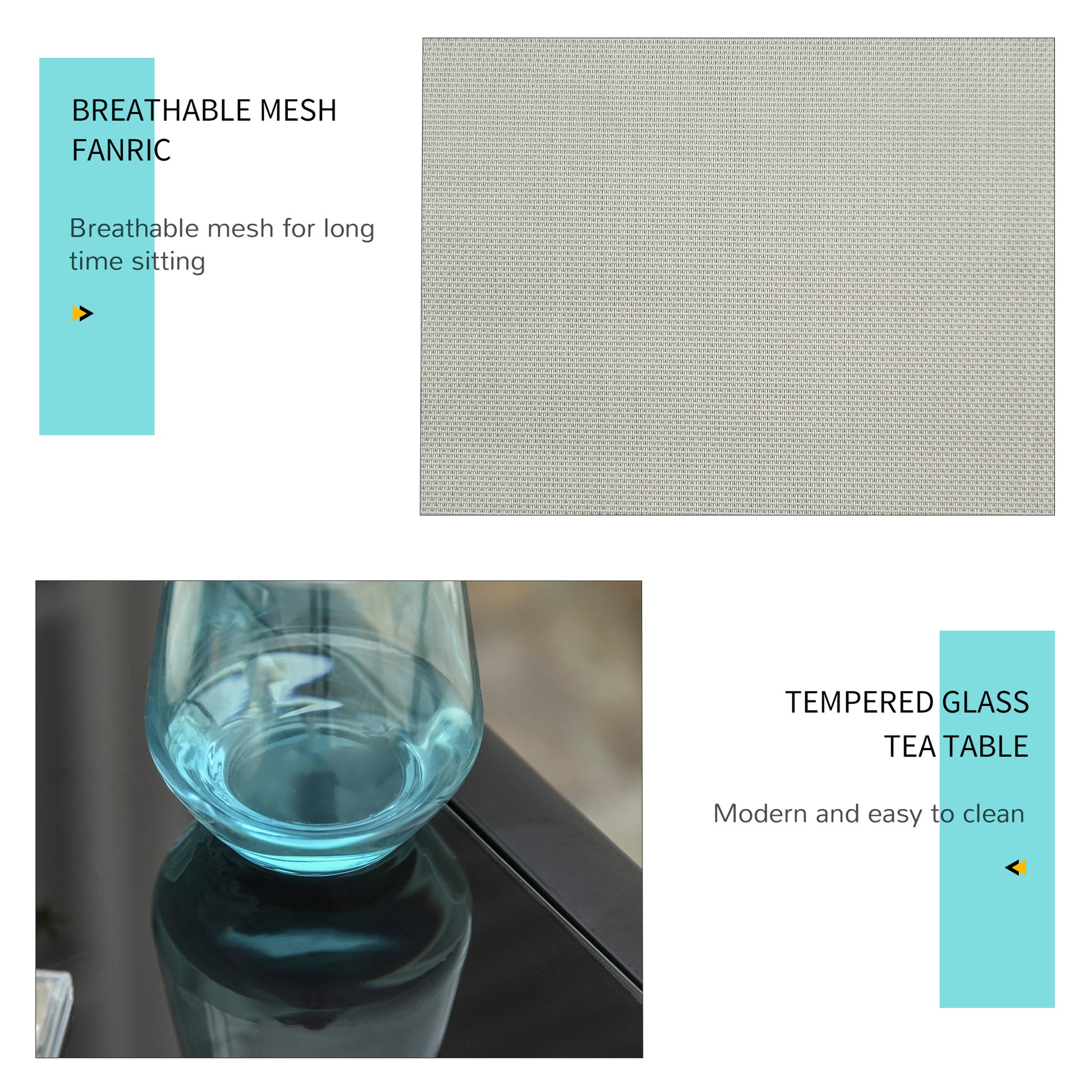 3 Pieces Lounge Chair Set Garden Recliner Chair with Coffee Table for Patio