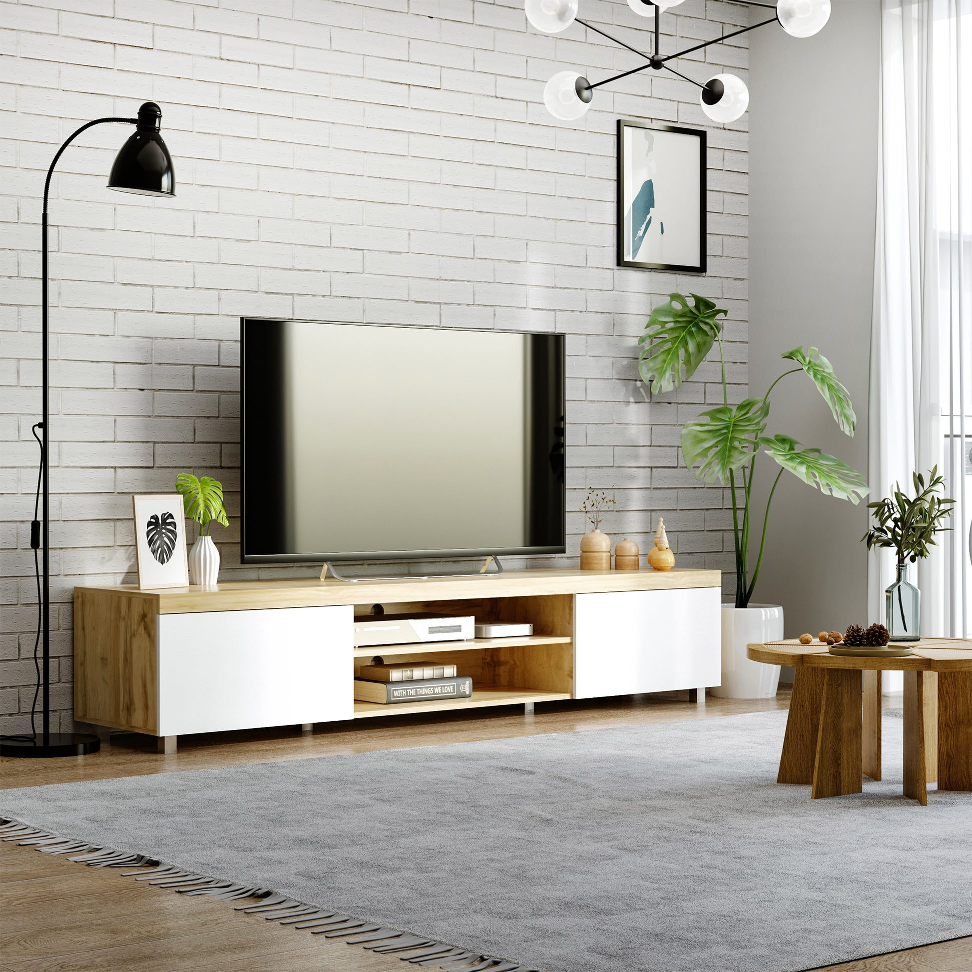 Modern Unit for TV W/ Cabinet Shelf for Living Room