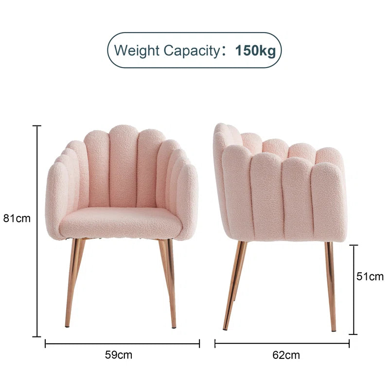 Pink Armchair Upholstered Furry Living Room and Dressing Chair