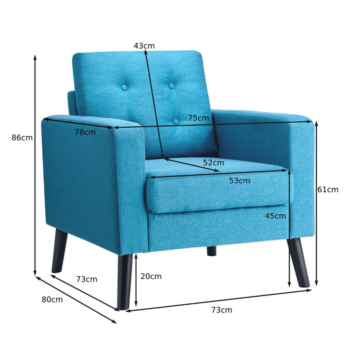 Modern Upholstered Accent Sofa Chair for Living Room