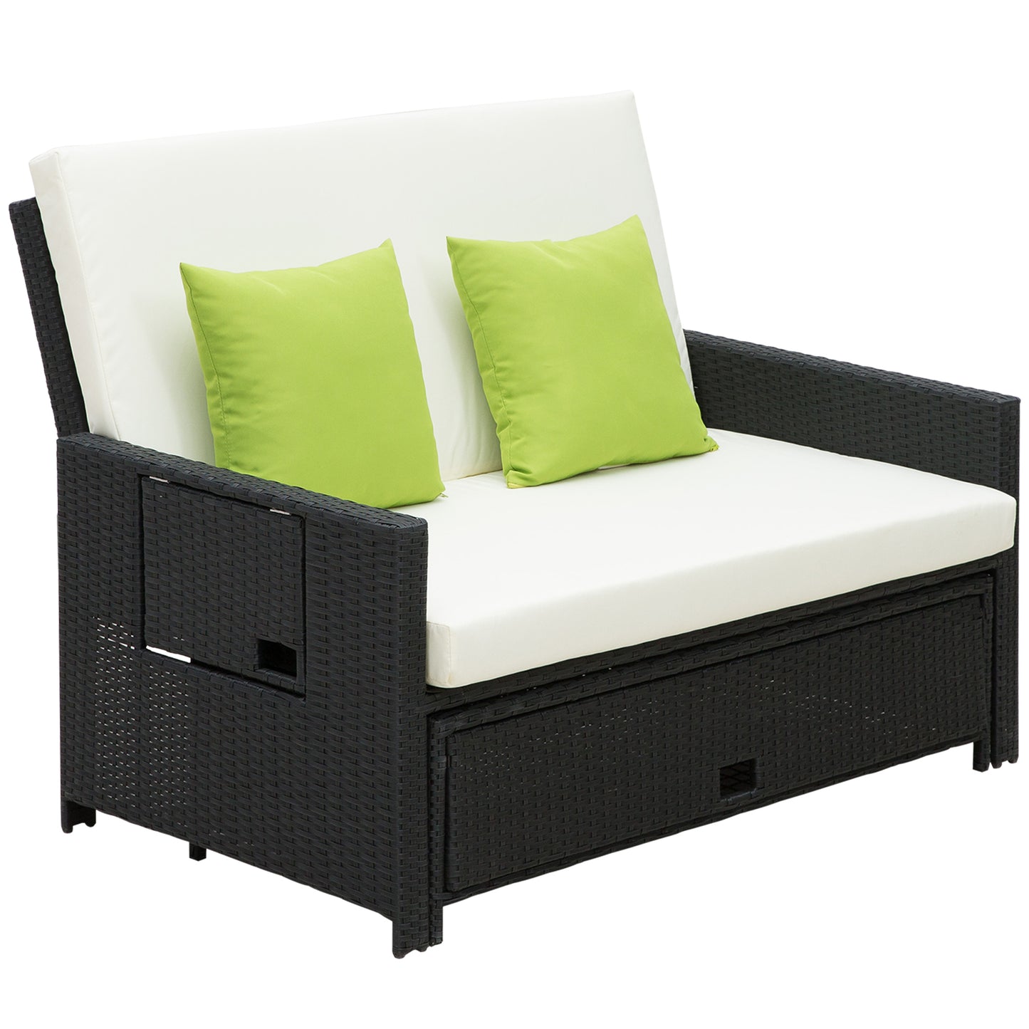 Garden Rattan Furniture Set 2 Seater Patio Sun Lounger Daybed Sunbed