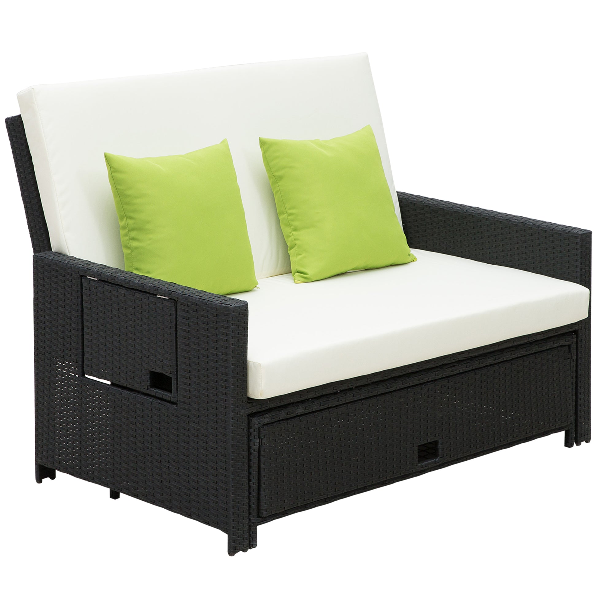 Garden Rattan Furniture Set 2 Seater Patio Sun Lounger Daybed Sunbed