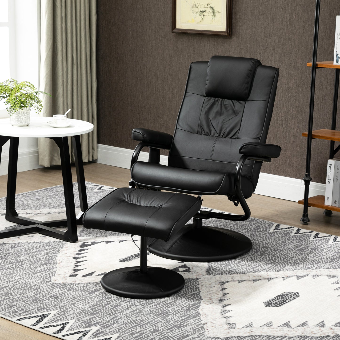 Freestanding Living Room Chair with High Density Cushion and Footrest Beige