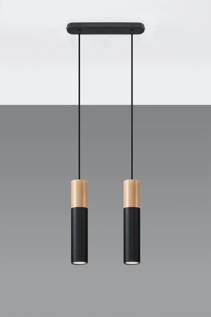 Dubin 2 - Light Kitchen Island;Cylinder;Cluster Cylinder Pendant with Wood Accents