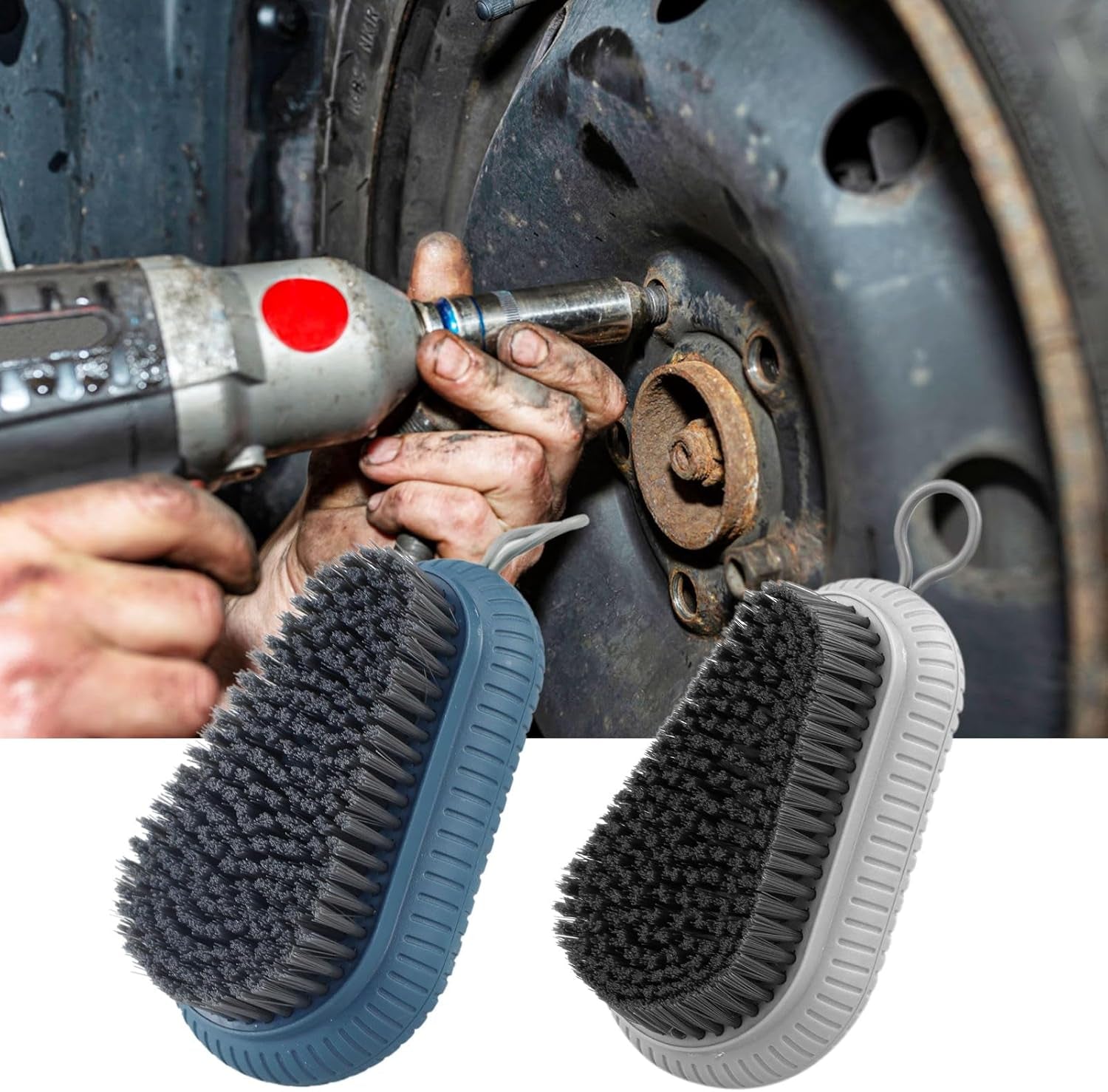 2PCS Heavy Duty Nail Brush for Cleaning Nails, Nail Duster Brushes for Cleaning Fingernails Hard Bristle Nail Hand Scrub Brush Fingernail Scrub Brush Toes, Attached 2Pcs Adhesive Hooks