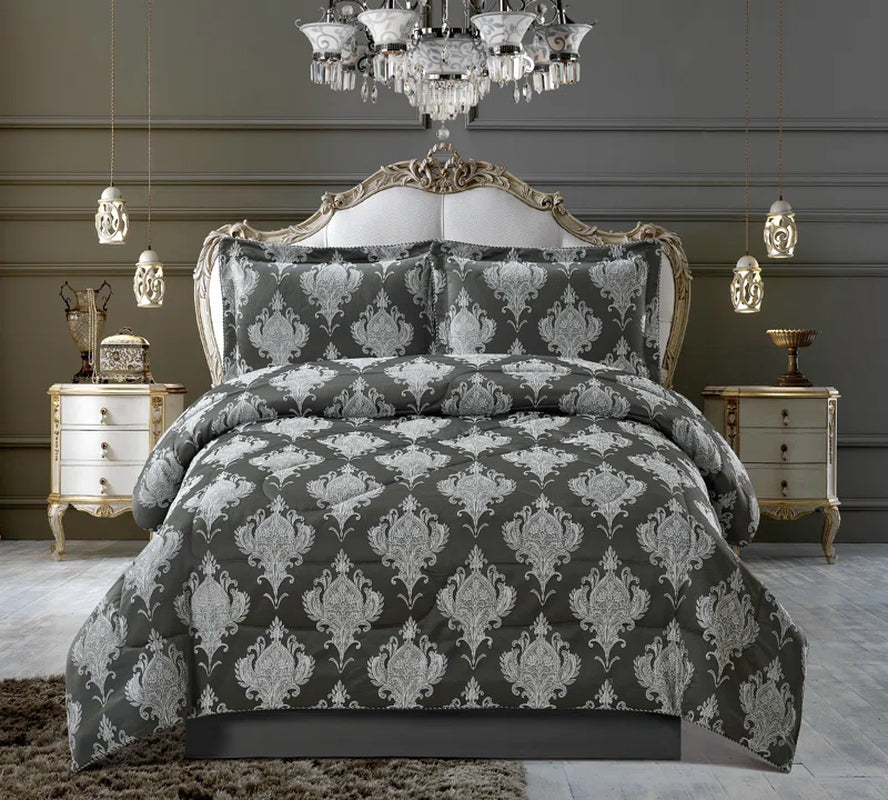 Gina Polyester Damask Bedspread with Pillowcases