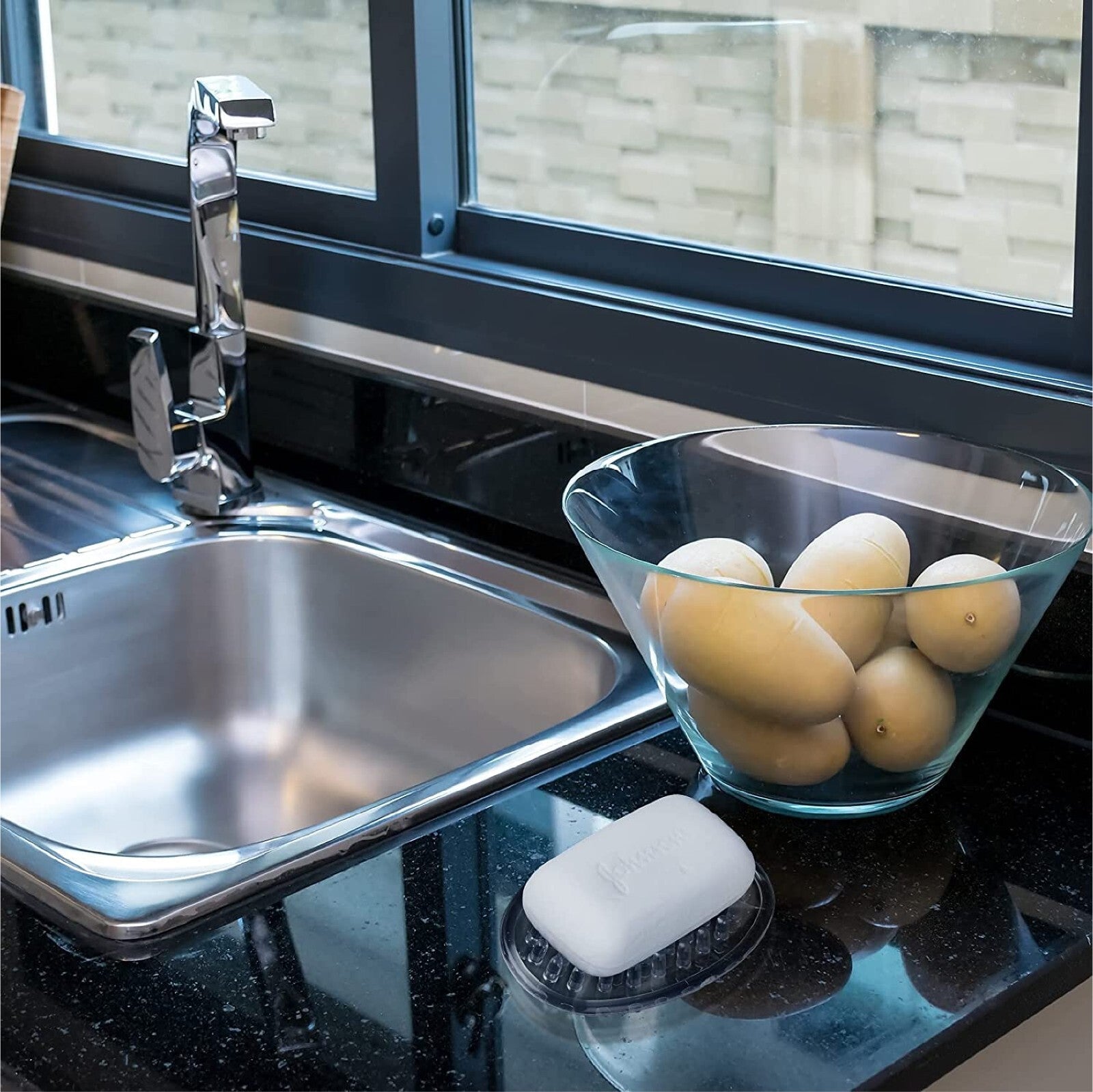 Clear Plastic Soap Holder Dish Drip Tray-Raised Ridges Allow Soap to Tray