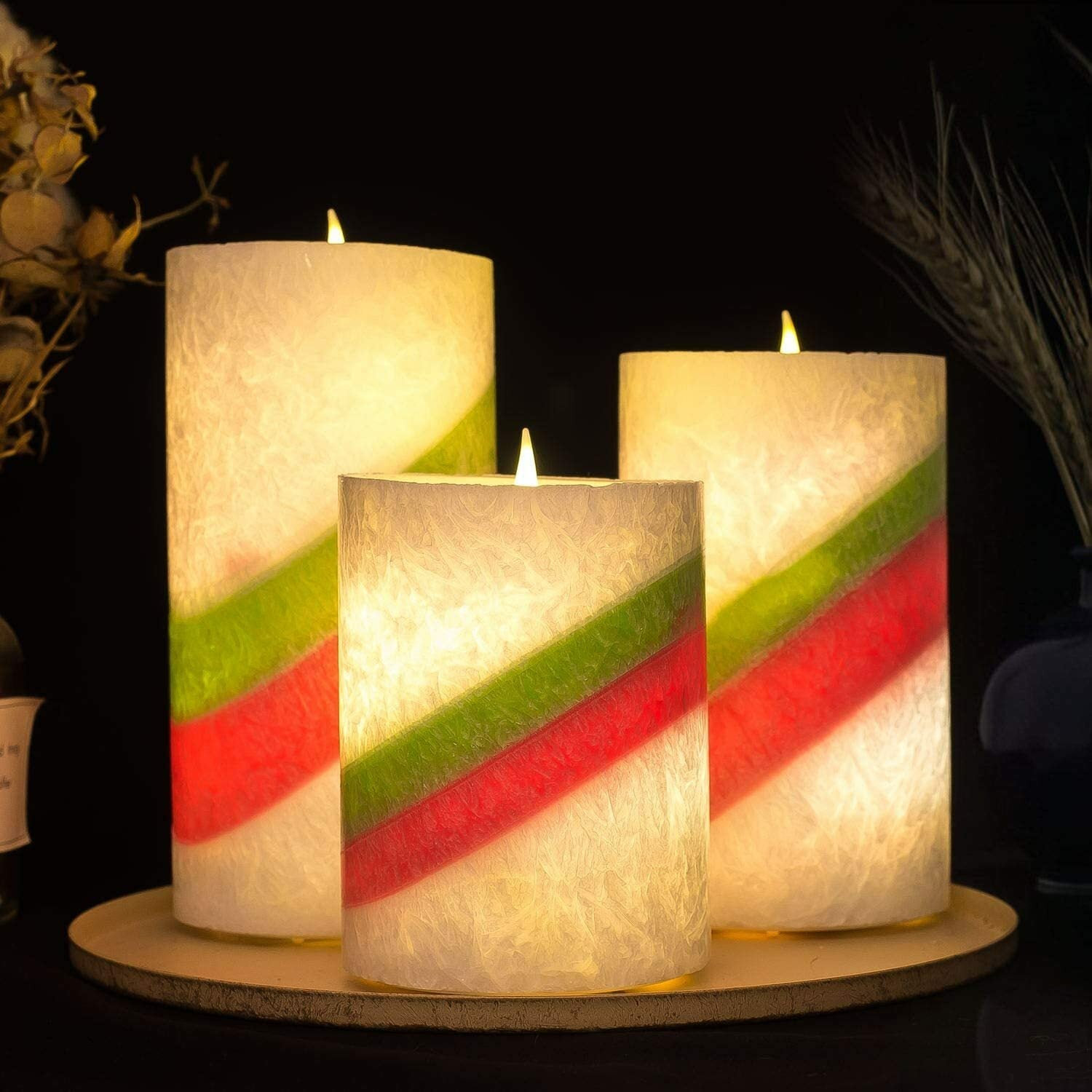 3X LED Flameless Candles Battery Operated Lights Colourful Christmas Theme Lamps