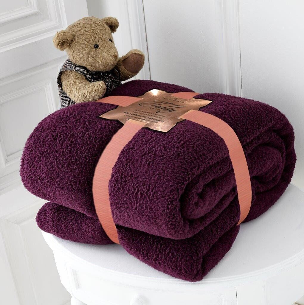 TEDDY BEAR FLEECE THROW over BED LARGE BEDSPREAD SOFT CUDDLY WARM SOFA BLANKET