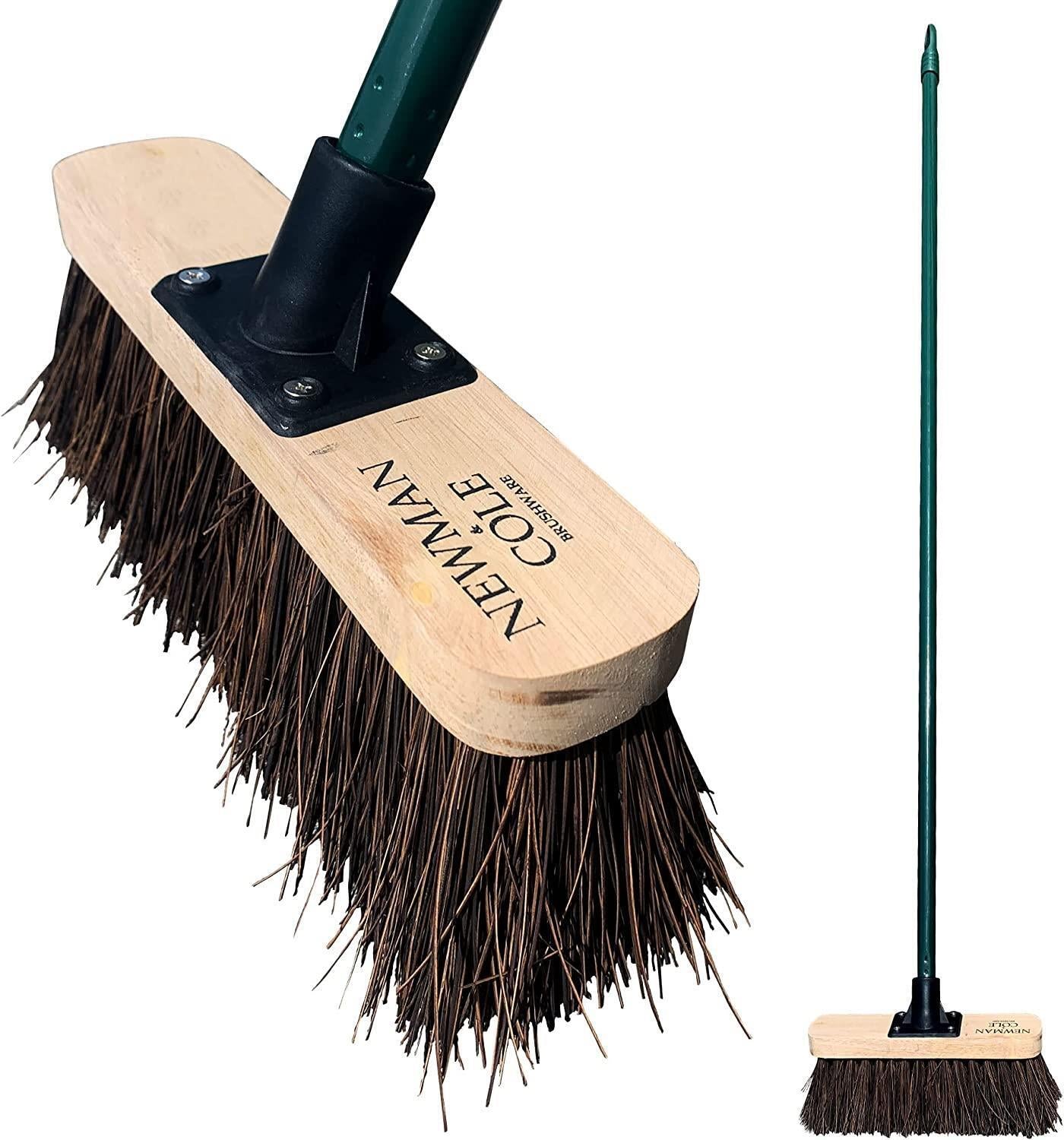 Outdoor Garden Broom Head with Handle Stiff Bassine Brush Yard Sweeping Bristle
