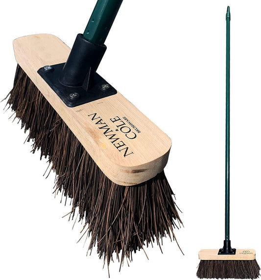 Outdoor Garden Broom Head with Handle Stiff Bassine Brush Yard Sweeping Bristle