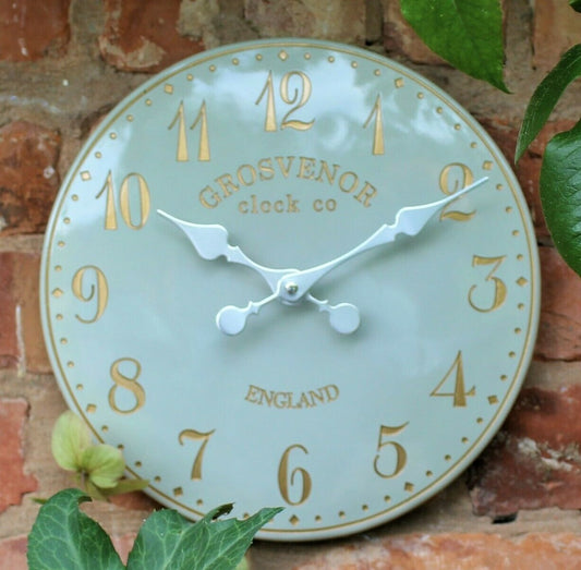 Wall Clock Grey Garden Indoor Outdoor Hand Painted Church Clock Arabic 38Cm