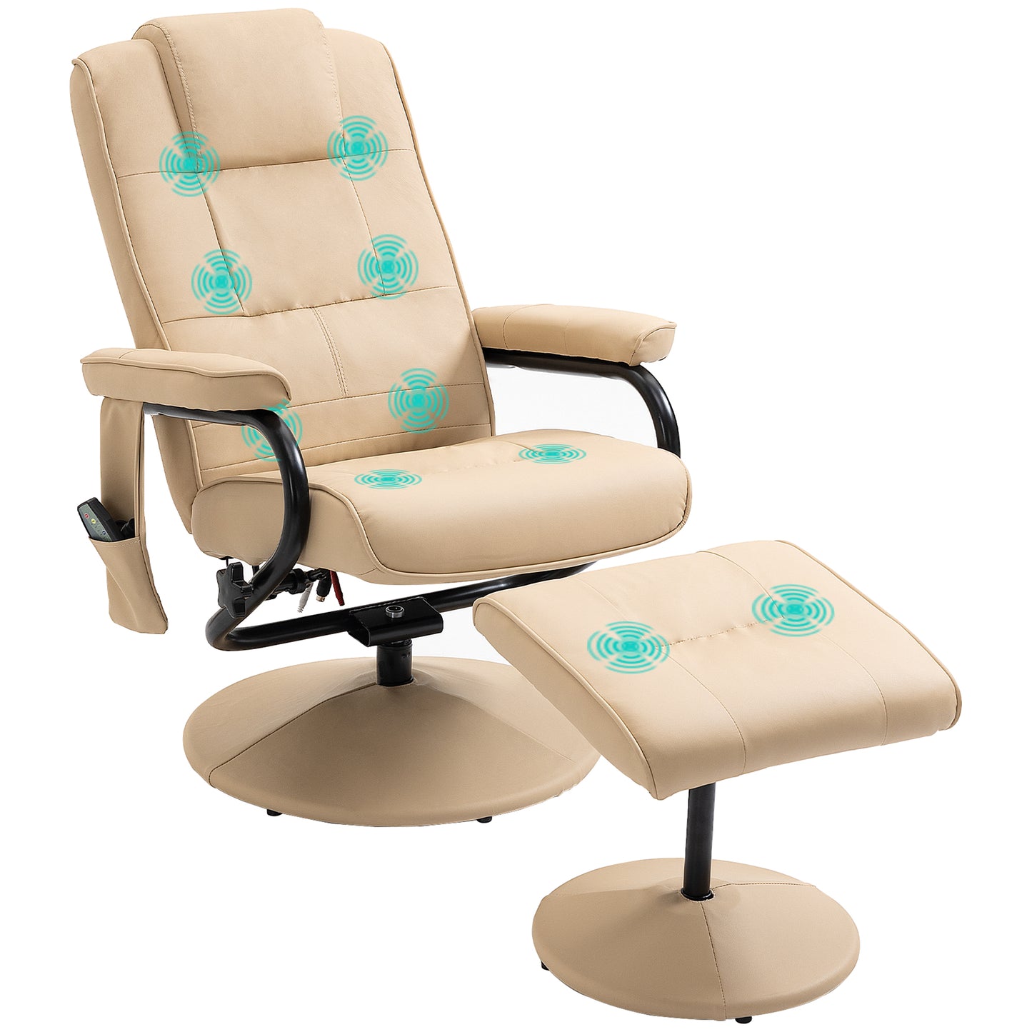 Freestanding Living Room Chair with High Density Cushion and Footrest Beige