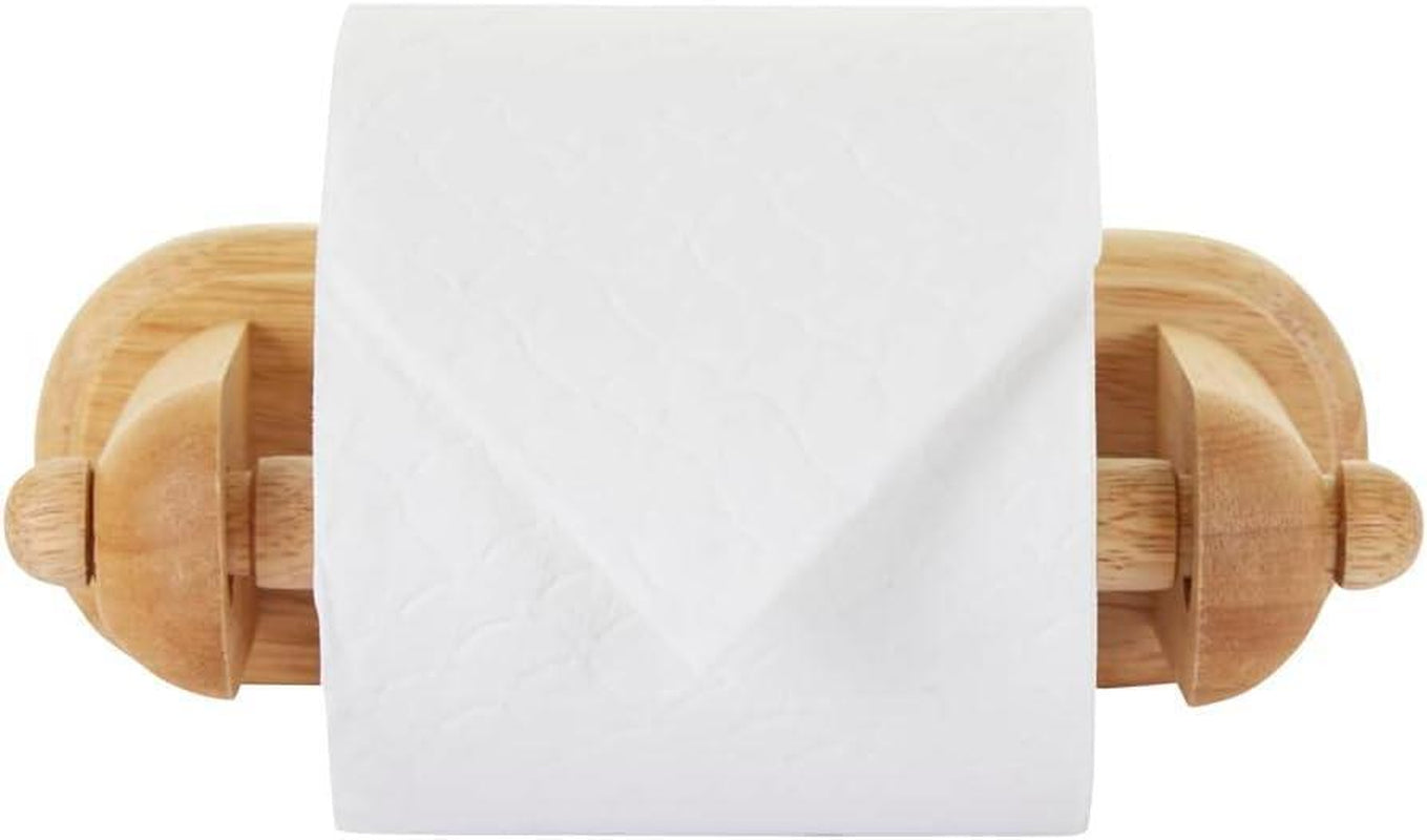 Toilet Loo Roll Paper Holder Wooden Bathroom Wall Mounted Roll Storage Rack Home