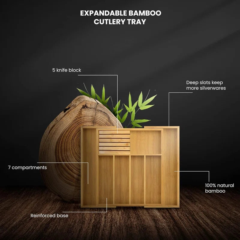 Bamboo Rectangle Flatware Caddy