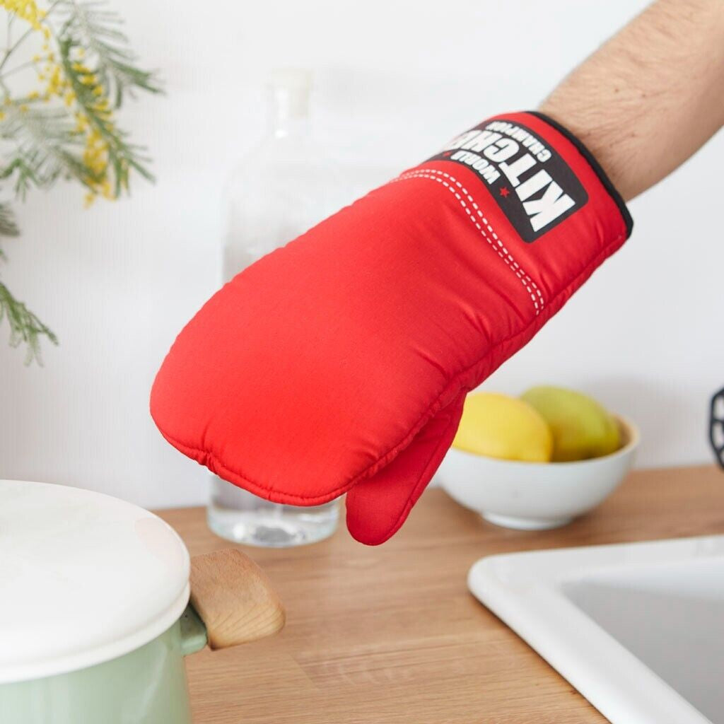 Oven Gloves Boxing Novelty Red Mit BBQ Cooking Kitchen Aid Heat Resistant Mitts