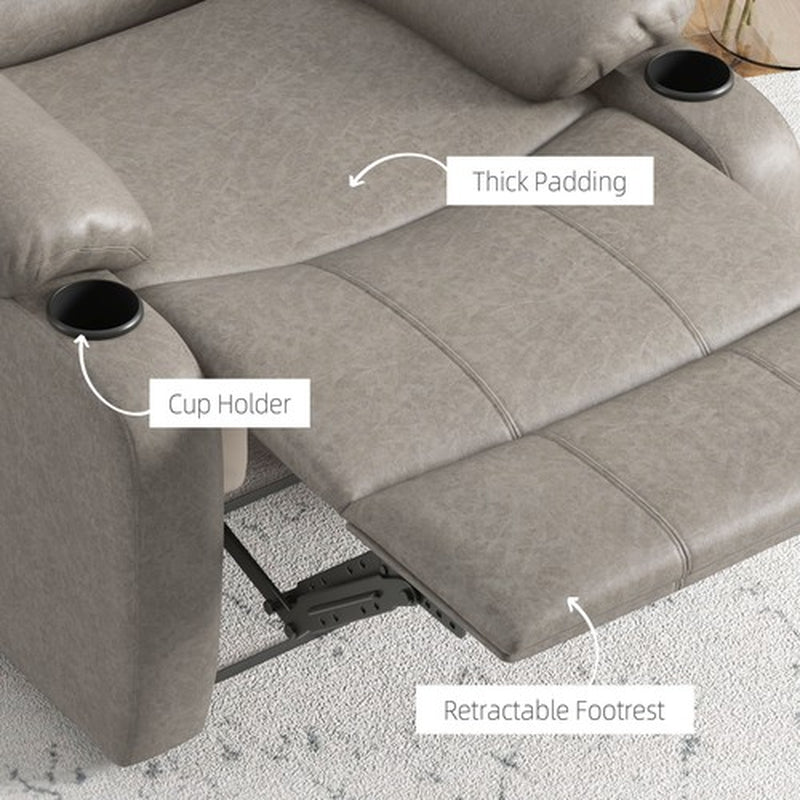Recliner Chairs for Living Room, Microfibre Cloth Reclining Armchair, Brown