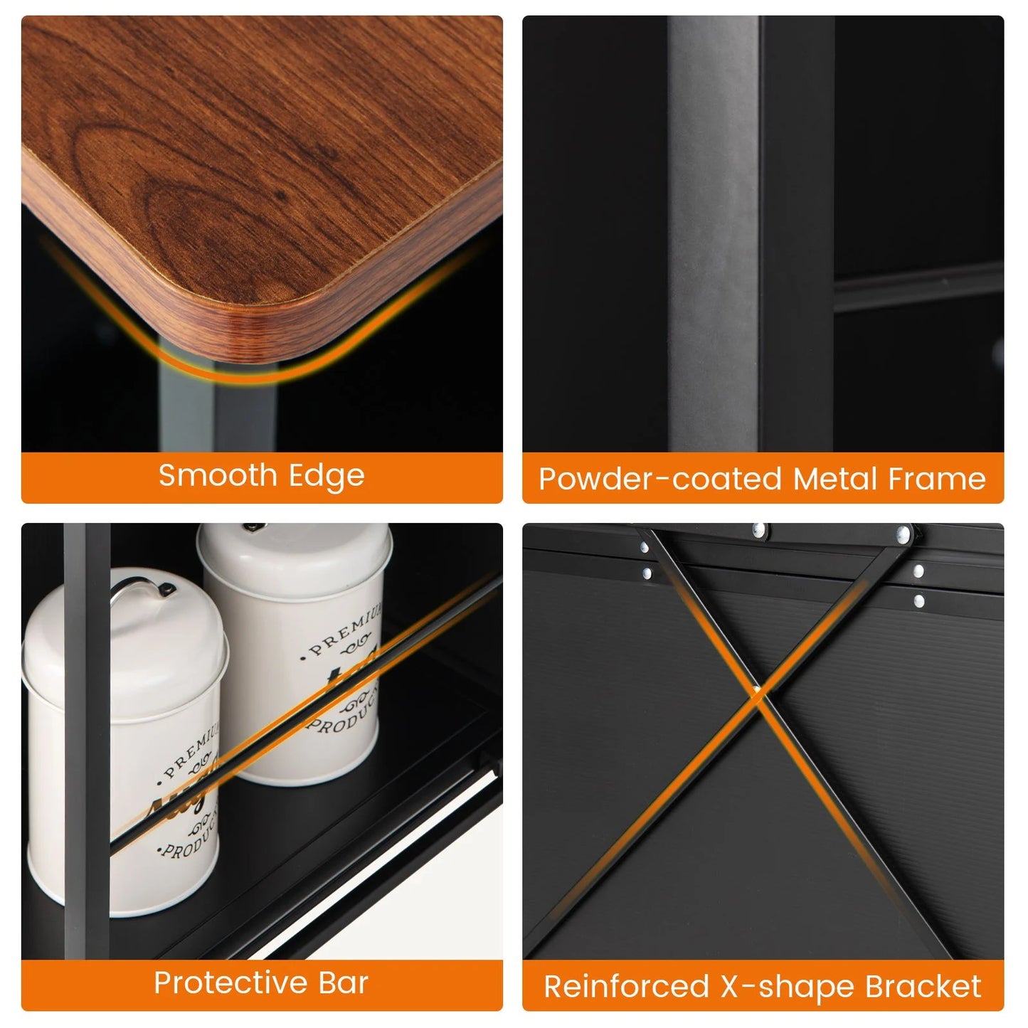 Mobile Serving Cart with Transparent Single Door Cabinet